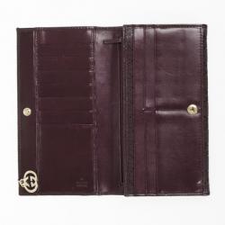 Pre Owned Gucci Burgundy Imprime Leather Monogram Continental Wallet
