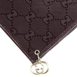 Pre Owned Gucci Burgundy Imprime Leather Monogram Continental Wallet