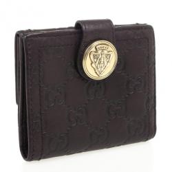 Pre Owned Gucci Brown Guccissima Leather Compact Wallet