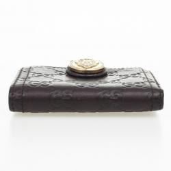 Pre Owned Gucci Brown Guccissima Leather Compact Wallet