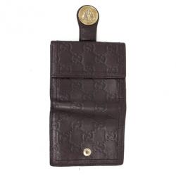 Pre Owned Gucci Brown Guccissima Leather Compact Wallet