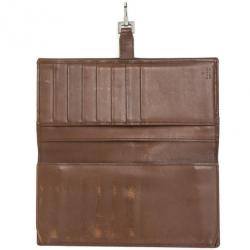 Pre Owned Gucci Parfums Brown Suede Leather Red Stripe Wallet
