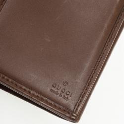 Pre Owned Gucci Parfums Brown Suede Leather Red Stripe Wallet