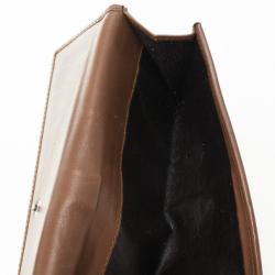 Pre Owned Gucci Parfums Brown Suede Leather Red Stripe Wallet
