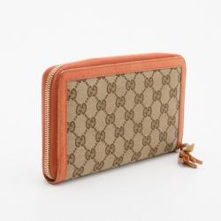 Pre Owned Gucci Zip Around Wallet with Tassel and Bamboo Detail 