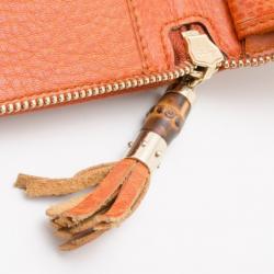Pre Owned Gucci Zip Around Wallet with Tassel and Bamboo Detail 