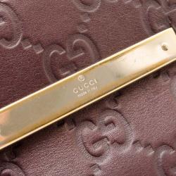 Pre Owned Gucci Burgundy Dice Guccissima Leather Chain Wallet