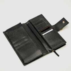 Pre Owned Gucci Black GG Canvas Continental Wallet With Spur Detail
