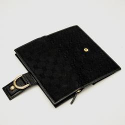 Pre Owned Gucci Black GG Canvas Continental Wallet With Spur Detail