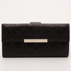 مملوكة مسبقًا Gucci Black Guccissima Continental Wallet 