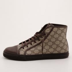 Pre Owned Gucci Brown Monogram GG High Top Sneaker Size 43