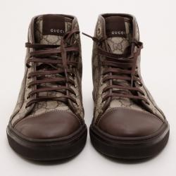 Pre Owned Gucci Brown Monogram GG High Top Sneaker Size 43
