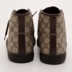 Pre Owned Gucci Brown Monogram GG High Top Sneaker Size 43