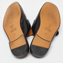 Gucci Black Leather Princetown Flat Mules Size 41