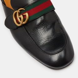 Gucci Black Leather Princetown Flat Mules Size 41