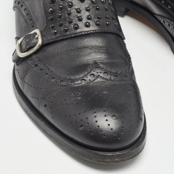 Gucci Black Brogue Leather Queercore Double Strap Monk Size 44