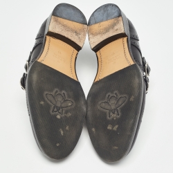 Gucci Black Brogue Leather Queercore Double Strap Monk Size 44