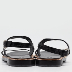 Gucci Black Embossed Croc Slingback Sandals Size 43
