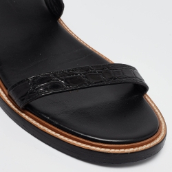 Gucci Black Embossed Croc Slingback Sandals Size 43