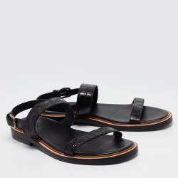 Gucci Black Embossed Croc Slingback Sandals Size 43