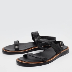 Gucci Black Embossed Croc Slingback Sandals Size 43
