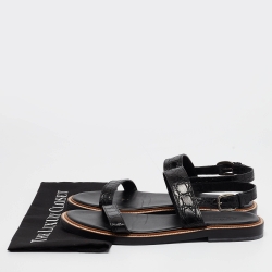 Gucci Black Embossed Croc Slingback Sandals Size 43
