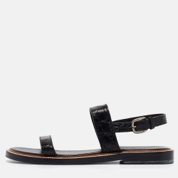 Gucci Black Embossed Croc Slingback Sandals Size 43