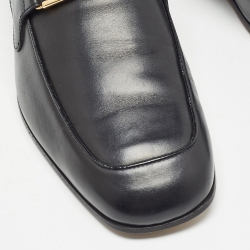 Gucci Black Leather Interlocking G Loafers Size 43