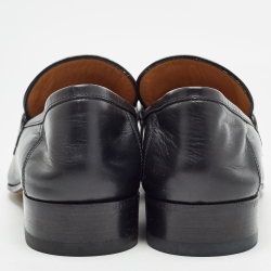 Gucci Black Leather Interlocking G Loafers Size 43