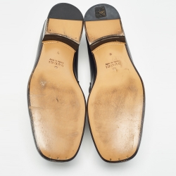 Gucci Black Leather Interlocking G Loafers Size 43