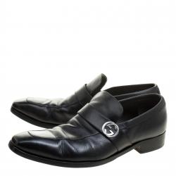 Gucci Black Leather GG Oxfords Size 43.5