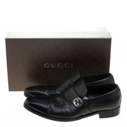 Gucci Black Leather GG Oxfords Size 43.5