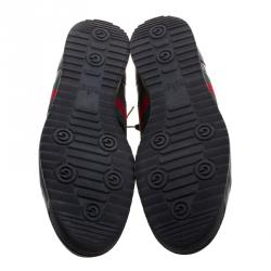 Gucci Black Guccissima Leather Web Detail Lace Up Sneakers Size 43