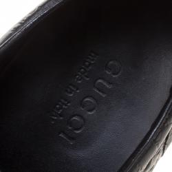 Gucci Black Guccissima Leather Web Detail Lace Up Sneakers Size 43