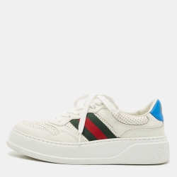 Gucci White Perforated Leather Web GG Chunky B Sneakers Size 42