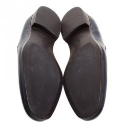 Gucci Blue Leather Signature Web Loafers Size 42