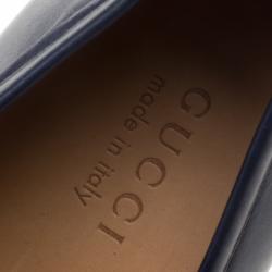Gucci Blue Leather Signature Web Loafers Size 42