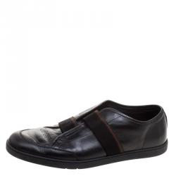 Gucci Black Leather Slip On Sneakers Size 43