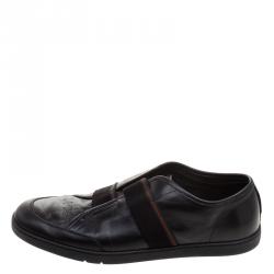 Gucci Black Leather Slip On Sneakers Size 43