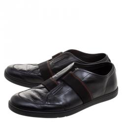 Gucci Black Leather Slip On Sneakers Size 43