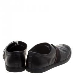 Gucci Black Leather Slip On Sneakers Size 43