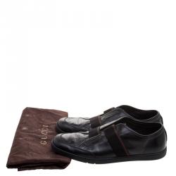 Gucci Black Leather Slip On Sneakers Size 43