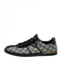 Gucci Two Tone GG Canvas and Suede Low Top Sneakers Size 44