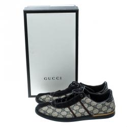Gucci Two Tone GG Canvas and Suede Low Top Sneakers Size 44