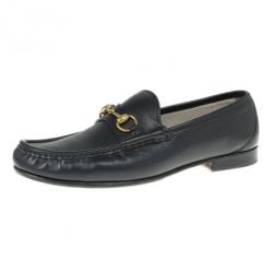 Pre Owned Gucci Black Leather 1953 Horsebit Loafers Size 43