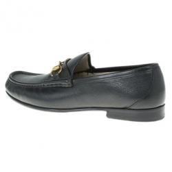 Pre Owned Gucci Black Leather 1953 Horsebit Loafers Size 43
