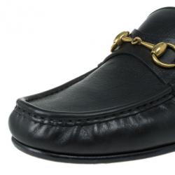 Pre Owned Gucci Black Leather 1953 Horsebit Loafers Size 43