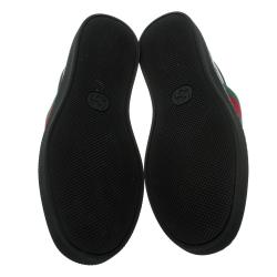 Gucci Black Leather Web and Bee Slip On Sneakers Size 41.5