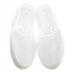 Gucci White Leather Green Snakeskin Trim Low Top Sneakers Size 46.5