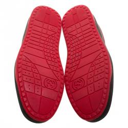 Gucci Black and Red Leather Ronnie Low Top Sneakers Size 48